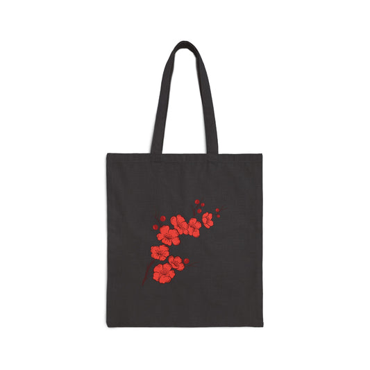 The.Best.Cotton Canvas Tote Bag. in Red Cherry Blossom