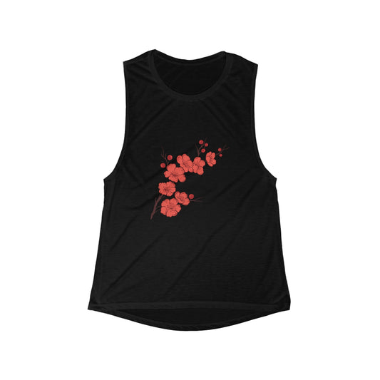 The.Best.Flowy Scoop Muscle Tank. in Red Cherry Blossom