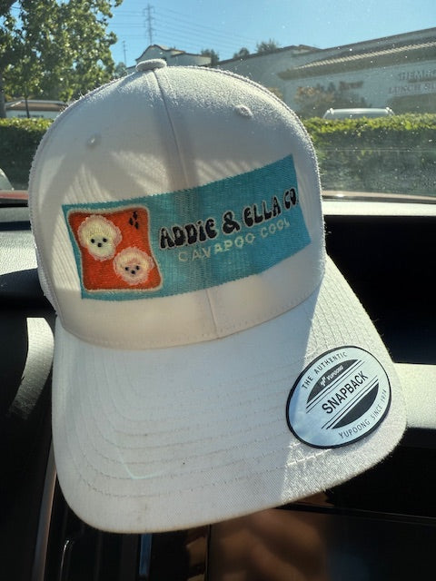 Custom Embroidered Unisex Trucker Hat Addie & Ella Co. Cavapoo Cool (Available in Black, White, and Orange/Tan)