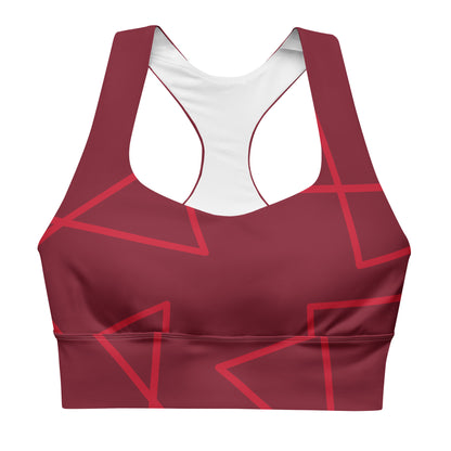 Custom Print Longline Sports Bra in Vibrant Abstract Red