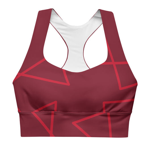 Custom Print Longline Sports Bra in Vibrant Abstract Red