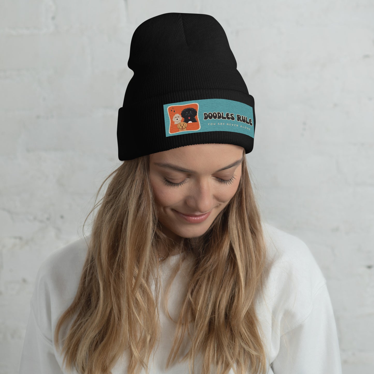 Custom Embroidered Doodle Unisex Cuffed Beanie (Available in Black, Gray and White)