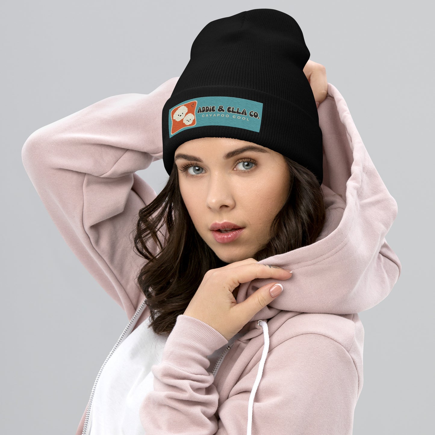 Custom Embroidered Unisex Addie & Ella Co. Cavapoo Cool Cuffed Beanie (Available in Black, Gray and White)